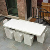 Slab Dining Table with Stone Dining Chairs (Fiberglass resin and aggregate in white stone finish)