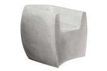 Van Dyke Curved Armchair (Fiberglass resin and aggregate in white stone)