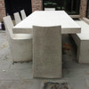 Stone Dining Chairs with Slab Dining Table Detail (Fiberglass resin and aggregate in aged stone)