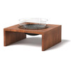 Basin Firepit: Natural Rust Frame, Black Bowl with Glass Surround