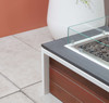 Panel Fire Pit - Teak/Brass - Granite Top - Linen White Aluminum
