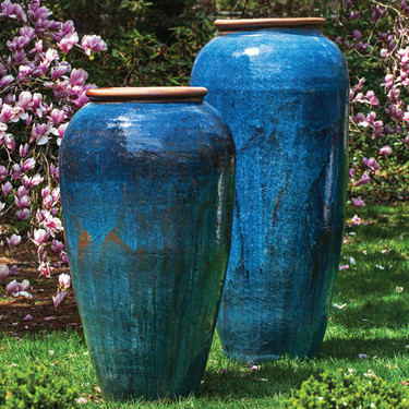Sora Jar Planter (Terracotta in Rustic Blue Glaze)
