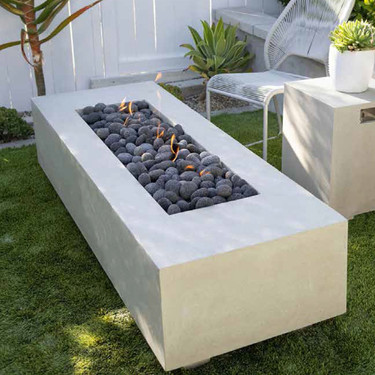Tavola 72 Narrow Fire Table | Modern Cement-Look Fire Feature
