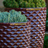 Tall Honeycomb Planters Detail (Terracotta in Plum Glaze)