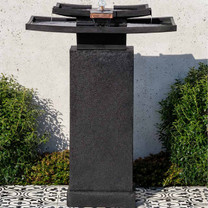Katsura Fountain with Pedestal (Cast Stone in Nero Nuovo Finish)