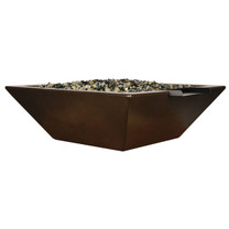 Geo Square Fire Water Bowl (GFRC in Dark Walnut Perma Spec Finish with Reflective Nugget Fire Media)