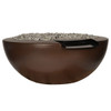 Legacy Round Fire Water Bowl (GFRC in Dark Walnut Solid Finish with Reflective Diamond Fire Glass)