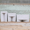 High, Middle, and Low Brow Table Collection - Fiberglass resin and aggregate in natural stone finish (sold separately)