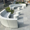 Stone Curved and Straight Modular Sectional Pieces with Millstone Tables (Resin, custom terrazzo stone aggregate, fiberglass)