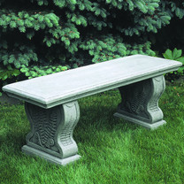 Straight Woodland Ferns Bench (Cast Stone in Greystone Finish)