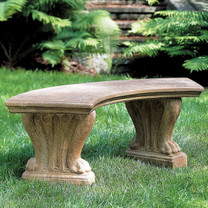 Curved West Chester Bench (Cast Stone in Aged Limestone finish)
