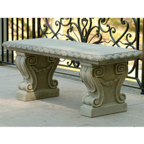 Longwood Main Fountain Garden Bench (Cast Stone in Greystone finish)