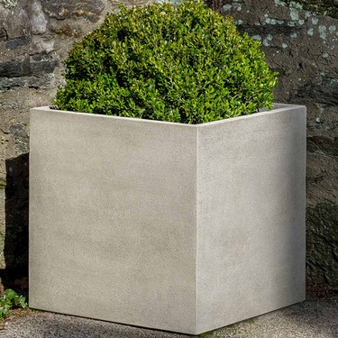 Cube Planter, Cast Stone (Cast Stone in Greystone Finish)
