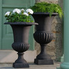 Glasgow Urn with Tall Wickford Urn (Iron in Matte Black patina)