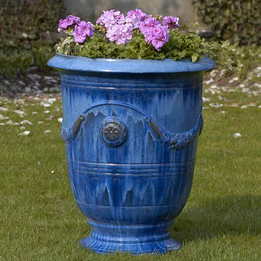 Anduze Urns (Terracotta in Riviera Blue Glaze)
