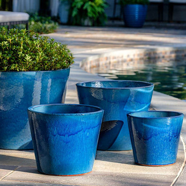 Portale Planters (Terracotta in Cerulean Blue Glaze)