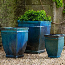 Square Rolled Rim Planters - Mediterranean