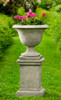 Fairfield Urn with Greenwich Rustic Pedestal - Cast Stone - Finish : Alpine Stone