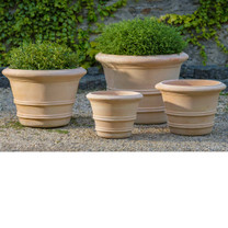 11.5, 14.75, 18.25, & 20.5" Diameter Terracotta Classic Rolled Rim Planters (stacked sets of 2 or 3)