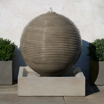 Ribbed Sphere Fountain - Material: GFRC - Finish: Greystone