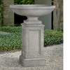 Sutton Urn with Optional Estate Pedestal - Material: Cast Stone - Finish: Greystone