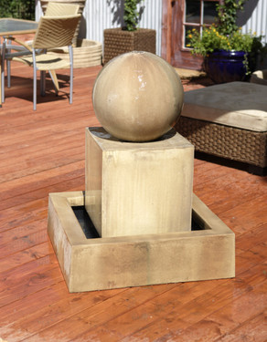 Block with Ball Fountain - Material : GFRC - Finish : Sierra