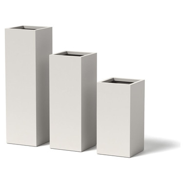 12 inch Column Planter - Material : Aluminum - Finish : White