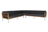 ZUDU oversized corner sofa - recycled teak, stainless steel, Sunbrella Canvas
