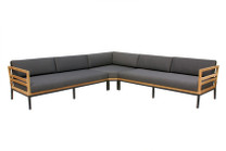 ZUDU oversized corner sofa - recycled teak, black powder coated aluminum, Sunbrella Canvas
