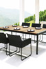 ZUDU Dining Table 220 with ZUDU Dining Armchair - Reclaimed Teak, Black Powder Coated Aluminum