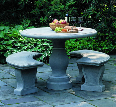 Palladio Table and Benches - Material : Cast Stone - Finish : Greystone