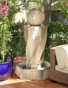 Vortex Fountain with Ball - Material : GFRC - Finish : Sierra