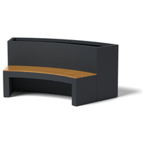 Curved Planter Bench - Material : Aluminum, IPE - Finish : Charcoal Gray