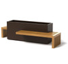 Linear Planter Bench with 2 benches - Material : Aluminum, IPE - Finish : Bronze
