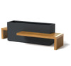 Linear Planter Bench with 2 benches - Material : Aluminum, IPE - Finish : Charcoal Gray