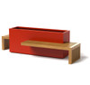 Linear Planter Bench with 2 benches - Material : Aluminum, IPE - Finish : Red