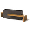 Linear Planter Bench with 2 benches - Material : Aluminum, IPE - Finish : Oxidized Zinc