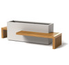 Linear Planter Bench with 2 benches - Material : Aluminum, IPE - Finish : White