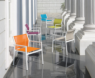 ALLUX stackable dining armchairs in various colors