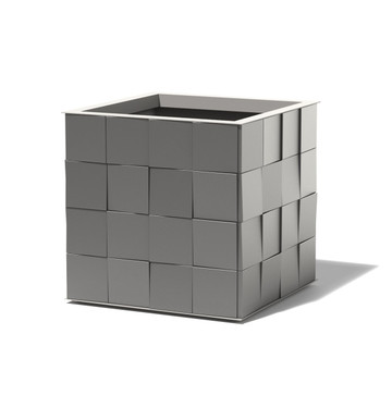 3D Aluminum Cube Planter - Material : Aluminum - Finish : Charcoal Grey