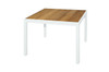 ALLUX Dining Table 39.5" x 39.5" - Powder-Coat Aluminum (white), Recycled Teak Wide Slats (brushed)