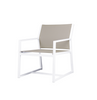 Allux Casual Chair - Powder-Coated Aluminum (white), Batyline Mesh Sling Seat/Back (Light Taupe)