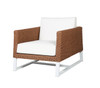 BAIA 1-Seater Sofa Armchair - Synthetic Wicker (Light), Aluminum (White), Sunbrella Canvas (White)