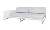 Jane Left Sectional - Stainless Steel, White Wicker, White Sunbrella Canvas Cushion