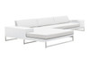 Jane Right Hand Corner Sofa Sectional - Stainless Steel, White Wicker, White Sunbrella Canvas Cushion