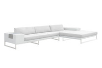 Jane Left Hand Corner Sofa Sectional - Stainless Steel, White Wicker, White Sunbrella Canvas Cushion