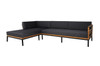ZUDU Asymmetric Corner Sofa Right Hand Chaise - Reclaimed Teak, Black Powder Coated Aluminum, Sunbrella Canvas