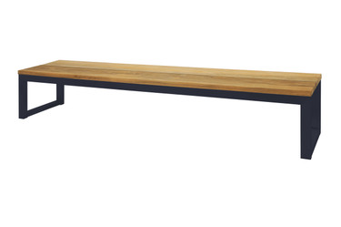 OKO Bench 102.5" - Powdercoated Stainless Steel, Recycled Teak