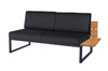 OKO Left Hand Sectional - Powder Coated Stainless Steel (black), Recycled Teak, Sunbrella Canvas (black), with cup holder