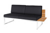 OKO Left Hand Sectional - Stainless Steel, Recycled Teak, Sunbrella Canvas (black), with cup holder